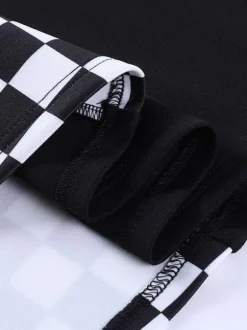 Halloween Jupe Gothique Pour Femmes Chaînes Noires Oeillets Hip Hop Polyester Motif À Carreaux Mini Jupe