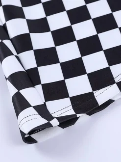 Halloween Jupe Gothique Pour Femmes Chaînes Noires Oeillets Hip Hop Polyester Motif À Carreaux Mini Jupe