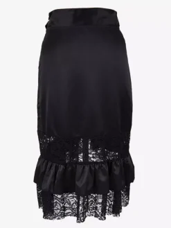 Halloween Jupe gothique punk rock en dentelle noire taille haute irrégulière