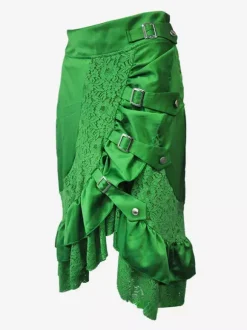 Halloween Jupe gothique punk rock en dentelle noire taille haute irrégulière