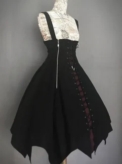 Halloween Robe gothique Lolita JSK Jupe pull noire à lacets Lolita Déguisements Halloween
