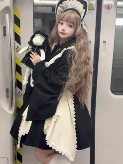 Halloween Robes gothiques Lolita en dentelle avec n艙uds et blocs de couleurs