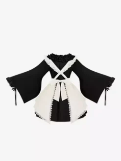 Halloween Robes gothiques Lolita en dentelle avec n艙uds et blocs de couleurs