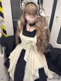 Halloween Robes gothiques Lolita en dentelle avec n艙uds et blocs de couleurs