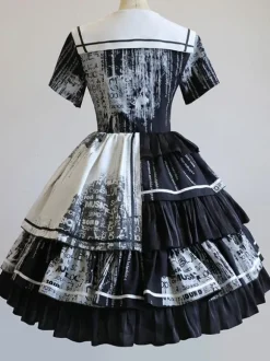 Halloween Robes Lolita Gothiques N艙uds Noir Noir