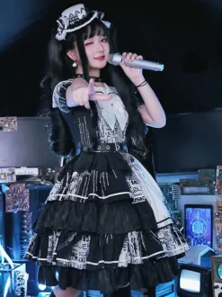 Halloween Robes Lolita Gothiques N艙uds Noir Noir