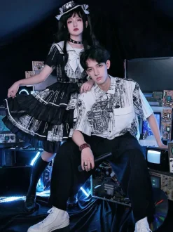Halloween Robes Lolita Gothiques N艙uds Noir Noir