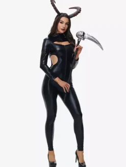 Halloween Costumes de diable pour femmes noires ensemble de combinaison sexy costumes de vacances
