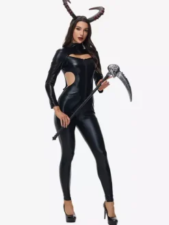 Halloween Costumes de diable pour femmes noires ensemble de combinaison sexy costumes de vacances