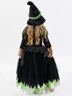 Halloween Costumes d'Halloween pour enfants Ensemble de polyester violet pour Halloween Robe pour enfants Chapeau