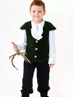 Halloween Costumes d'Halloween pour enfants Ensemble de polyester marron café pour Halloween Chemise et pantalon pour enfants