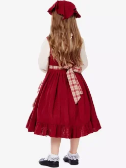 Halloween Costumes d'Halloween pour enfants Ensemble d'Halloween rouge Robe en polyester pour enfants Couvre-chef