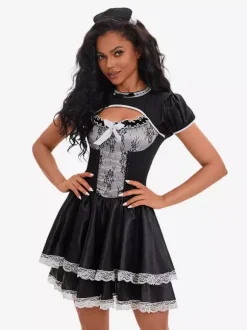 Halloween Costumes Sexy Déguisement Robe De Femme De Chambre Noire
