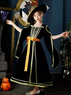 Halloween Déguisement Tea Party Robe Manches Longue Lolita De Style Noir De Style Rococo Cosplay Halloween