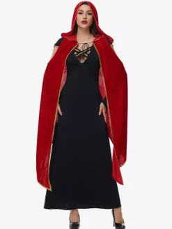 Halloween Ensemble de robe cape sexy rouge vampire pour costumes de vacances