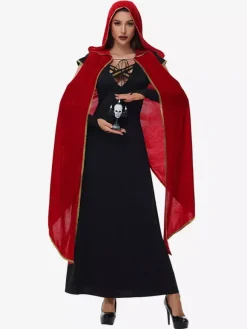 Halloween Ensemble de robe cape sexy rouge vampire pour costumes de vacances