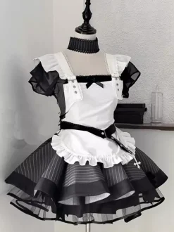 Halloween rentrée scolaireRobe de soubrette vintage élégante style Lolita japonais tablier à volants avec bordure en dentelle uniforme aristocrate gothique kawaii