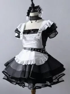 Halloween rentrée scolaireRobe de soubrette vintage élégante style Lolita japonais tablier à volants avec bordure en dentelle uniforme aristocrate gothique kawaii