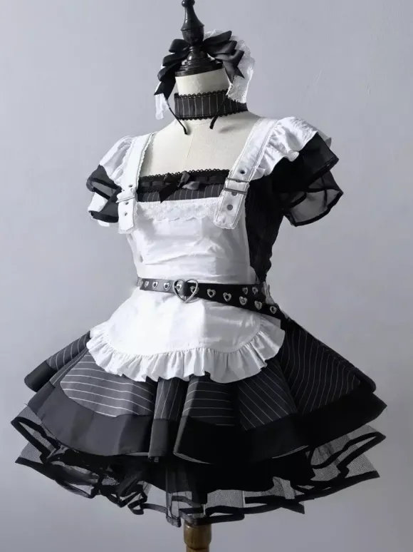 Halloween rentrée scolaireRobe de soubrette vintage élégante style Lolita japonais tablier à volants avec bordure en dentelle uniforme aristocrate gothique kawaii