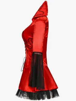 Halloween Robe courte effrayante en Polyester rouge diable pour femmes ensemble complet de Costumes