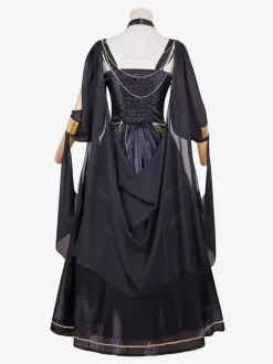 Halloween Robe gothique Lolita sans manches en patchwork noir or