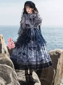 Halloween Robes de soirée gothiques Lolita à volants perles imprimé animal imprimé floral