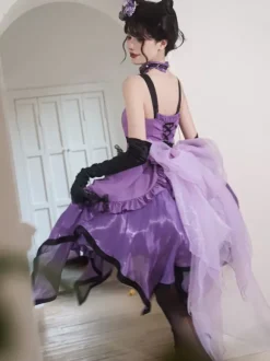 Halloween Robes gothiques Lolita avec n艙uds et volants violet