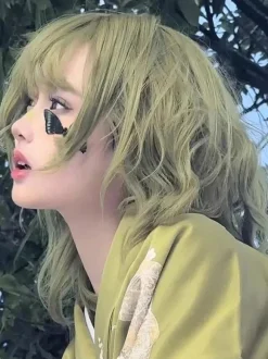 Harajuku Mode Lolita Perruques Courtes Fibre Résistant À La Chaleur Vert Lolita Accessoires