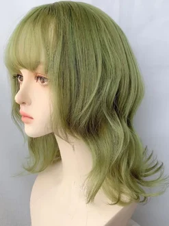 Harajuku Mode Lolita Perruques Courtes Fibre Résistant À La Chaleur Vert Lolita Accessoires