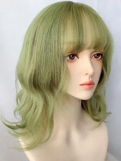Harajuku Mode Lolita Perruques Courtes Fibre Résistant À La Chaleur Vert Lolita Accessoires