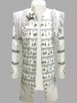 Haut noir vintage style européen à franges coupe slim manches longues costumes rétro