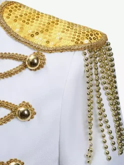 Haut rétro blanc pour hommes élégant manches longues Royal Court pardessus rétro Costumes
