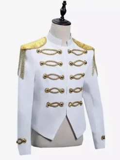 Haut rétro blanc pour hommes élégant manches longues Royal Court pardessus rétro Costumes