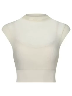Haut sport femme top abricot Lycra manches courtes col haut vêtements de sport de Tennis