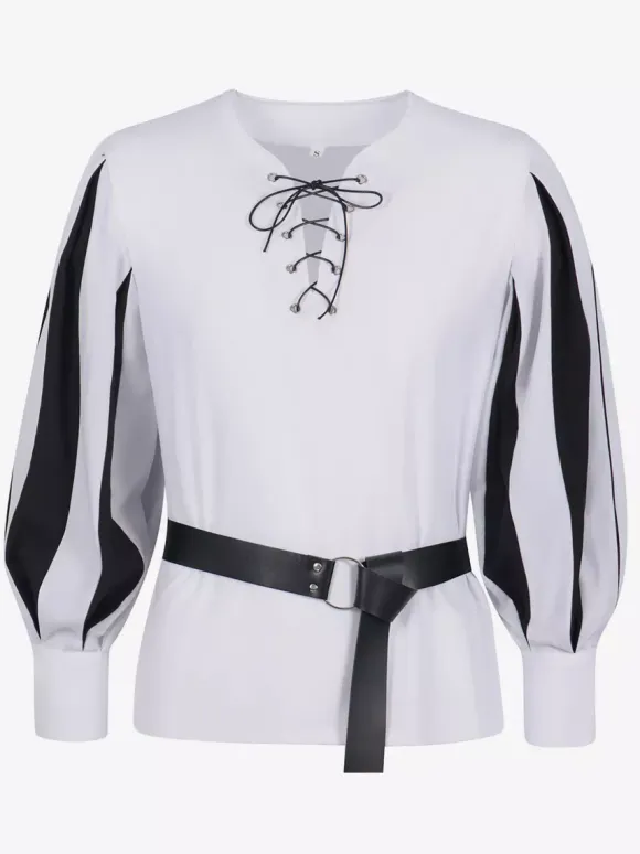 Haut Vintage blanc rétro à manches longues haut en Fiber de Polyester Costumes rétro pour hommes Bourgogne