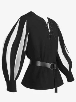 Haut Vintage blanc rétro à manches longues haut en Fiber de Polyester Costumes rétro pour hommes Bourgogne