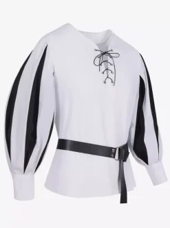 Haut Vintage blanc rétro à manches longues haut en Fiber de Polyester Costumes rétro pour hommes Bourgogne