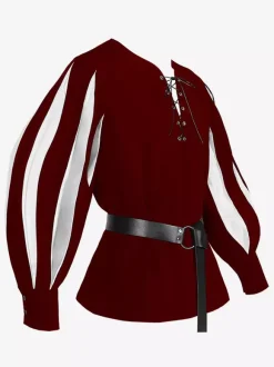 Haut Vintage blanc rétro à manches longues haut en Fiber de Polyester Costumes rétro pour hommes Bourgogne