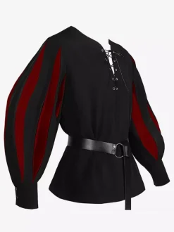 Haut Vintage blanc rétro à manches longues haut en Fiber de Polyester Costumes rétro pour hommes Bourgogne
