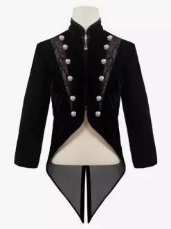 Haut Vintage noir Punk à manches longues vêtements en velours Costumes rétro pour hommes