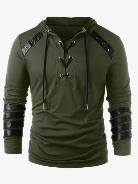 Haut vintage noir rétro en polyester à manches longues Costumes rétro pour homme