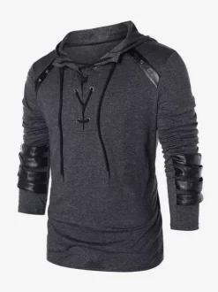 Haut vintage noir rétro en polyester à manches longues Costumes rétro pour homme
