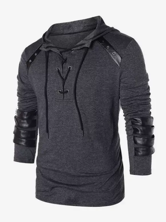 Haut vintage noir rétro en polyester à manches longues Costumes rétro pour homme