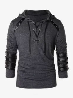 Haut vintage noir rétro en polyester à manches longues Costumes rétro pour homme