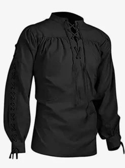 Haut vintage noir rétro en polyester à manches longues Costumes rétro pour homme