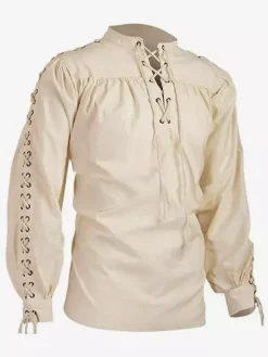 Haut vintage noir rétro en polyester à manches longues Costumes rétro pour homme