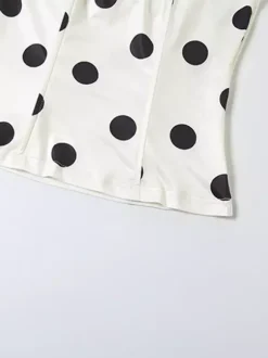 Haut corset dos nu à pois pour femme - Bustier blanc vintage sans manches coupe ajustée - Idéal pour une fête d'été sur la plage 2026