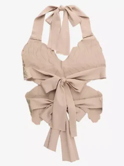 Haut court licou avec n艙ud papillon dans le dos Clubwear papillon brillant pour femmes 2026