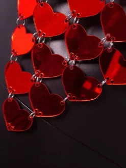 Haut de club en acrylique rouge en forme de c艙ur pour femme 2026