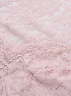 Haut en dentelle rose style corset pour femme - Chemisier bustier élégant à manches longues et décolleté c艙ur - Tenue de soirée printanière 2026